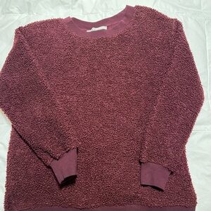LOFT Shearling Plum Crew Neck Sweater